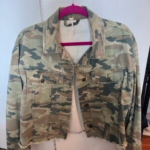 Free People Cropped Camo Jacket